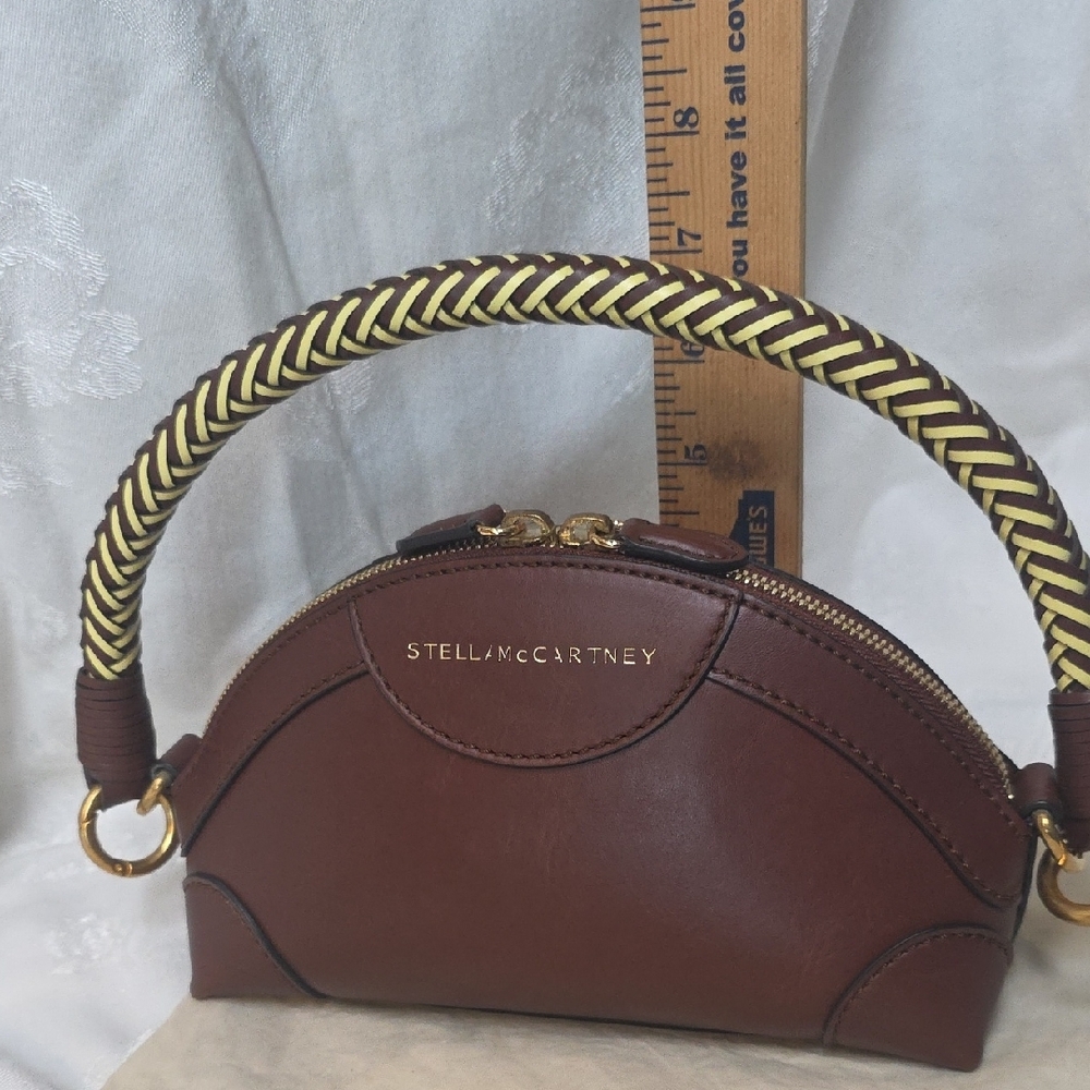 Stella McCartney Brown Braided-Handle Mini Dome Bag - Picture 12 of 14